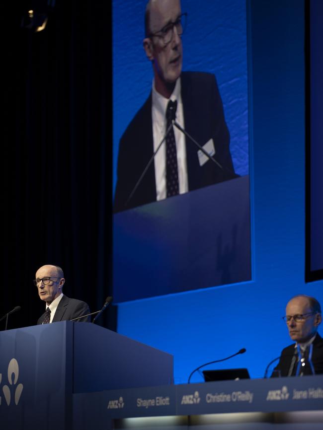 ANZ chairman Paul O'Sullivan and chief executive Shayne Elliott. Picture: Arsineh Houspian