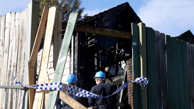 The burnt out house on Montana Way in Macquarie Fields. Picture: NCA NewsWire / Damian Shaw