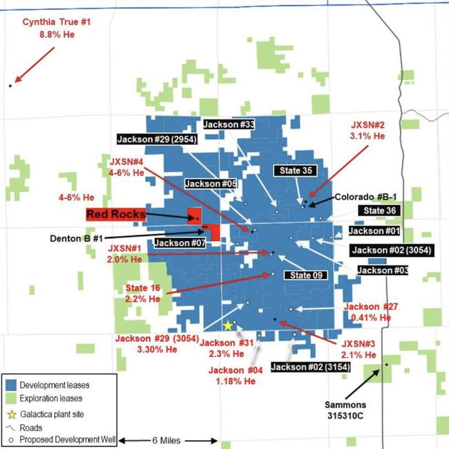 Galactica project well locations. Pic: Blue Star Helium