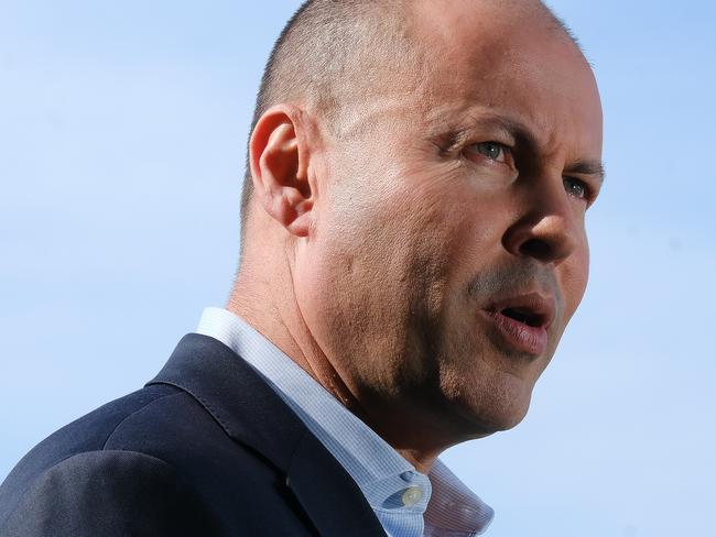 MELBOURNE AUSTRALIA - NewsWire Photos APRIL 26, 2022: Australian Federal Treasurer Josh Frydenberg gives a media conference at  Whitten Oval.Picture: NCA NewsWire / Luis Enrique Ascui