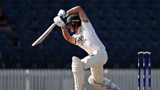 Nathan McSweeney for Australia A. He’s one of many in the running to replace David Warner in the Test side.