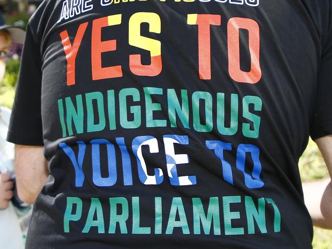 BRISBANE, AUSTRALIA - NewsWire Photos MAY 1, 2023: Members of the public wear Yes vote T shirts during the Labor Day march in Brisbane. Picture: NCA NewsWire/Tertius Pickard