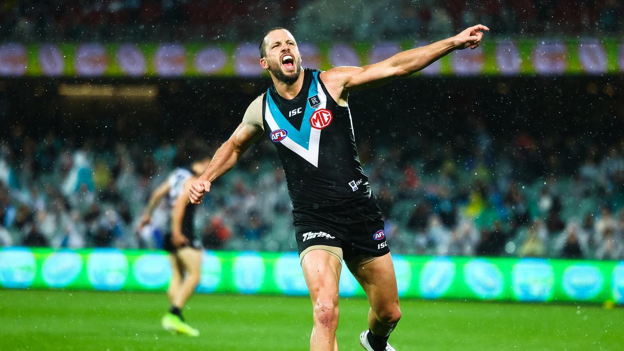 Travis Boak came up against an NFL player at a high-performance session. Picture: Daniel Kalisz/Getty Images