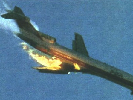 1978 : Pacific Southwest Airlines Boeing 727 Flight 182 in flames having collided with Cesna light aircraft in skies over San Diego before crashing into suburbs killing all 132 aboard & seven on ground in 1978.HistoricalUSA / Aviation / Accident  .  .