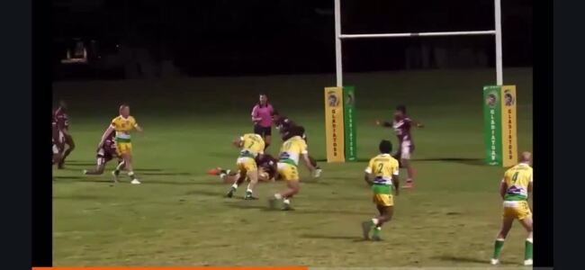 Mareeba's Noah Blooranta knocked out while scoring try against Yarrabah