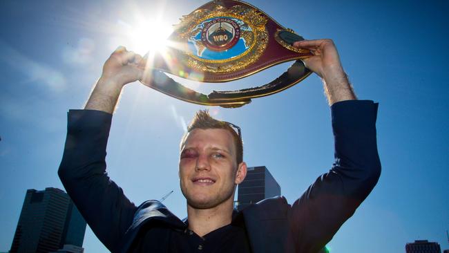 Jeff Horn with his WBO title belt.