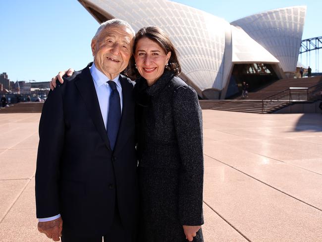 Ms Berejiklian with her dad Krikor at the Opera House, which Mr Berejiklian helped build. Picture: Sam Ruttyn