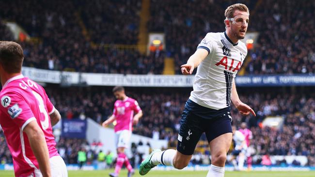 Tottenham striker Harry Kane celebrates scoring against Bournemouth at White Hart Lane in March.