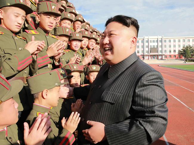 Kim is happy to show off his military might, but North Korea doesn’t need a military to cause damage. Picture: KCNA/AFP