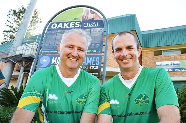 Race Around Australia 2 Manager Dave Lees and runner Dave Alley at Oakes Oval, where Dave's 14,000km run around Australia will begin this Sunday. Photo Contributed. Picture: Contributed