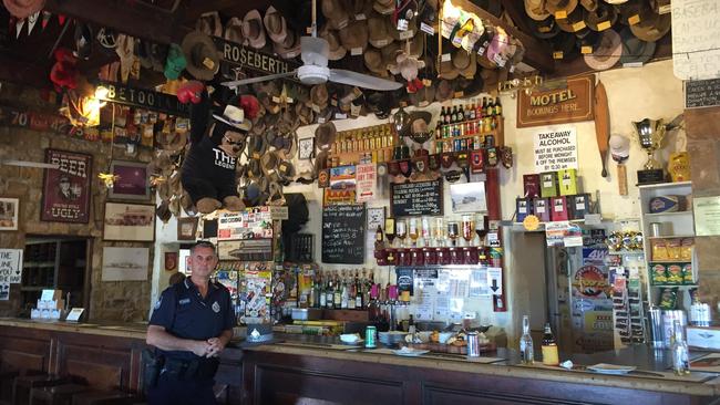 Stephan Pursell at the iconic Birdsville Hotel not long after he moved to town. Picture: Supplied