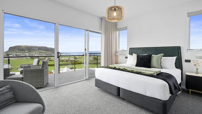 The master bedroom with an impressive view of Stanley’s famous Nut. Picture: Supplied