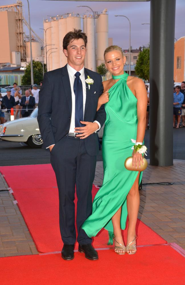 Toowoomba school formals. At the 2023 St Ursula's College formal is graduate Gabriella Siebenhausen with her partner. Picture: Rhylea Millar