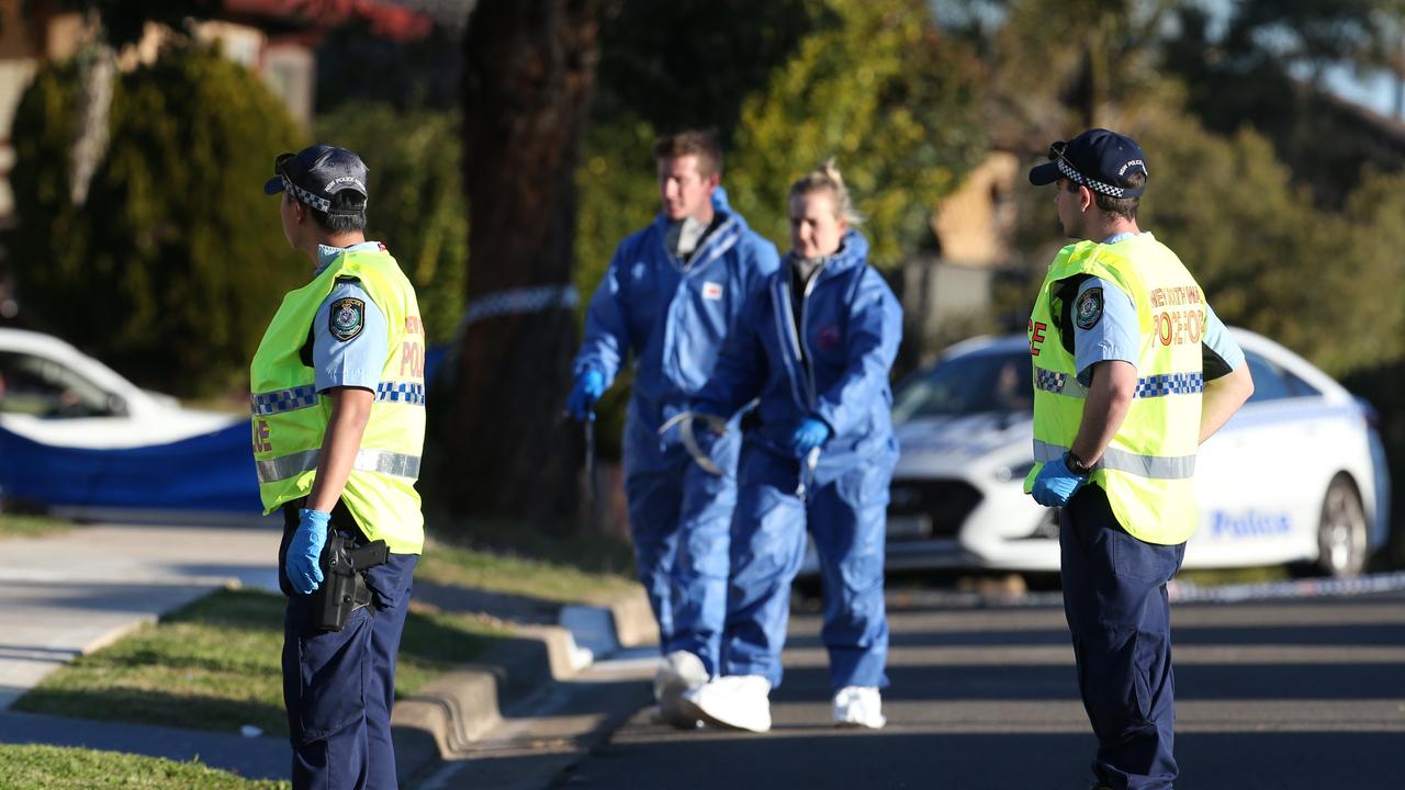 Police at St Clair Avenue in St Clair in July last year conducting a lie search after Rita Camilleri was killed. Picture: David Swift.