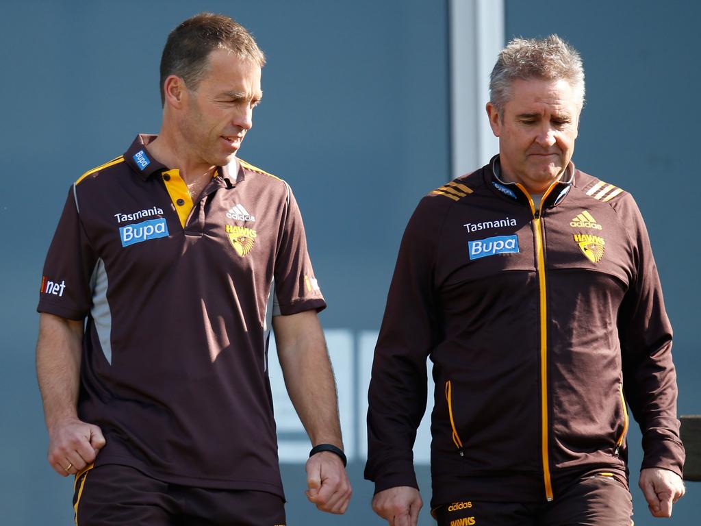 Alastair Clarkson and Chris Fagan when they were at Hawthorn. Picture: AFL Media