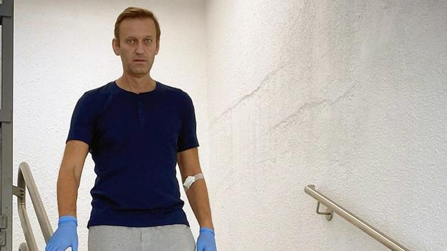 Recovering at Berlin's Charite hospital after an attempt to kill him with novichok. Picture: AFP / Instagram account @navalny