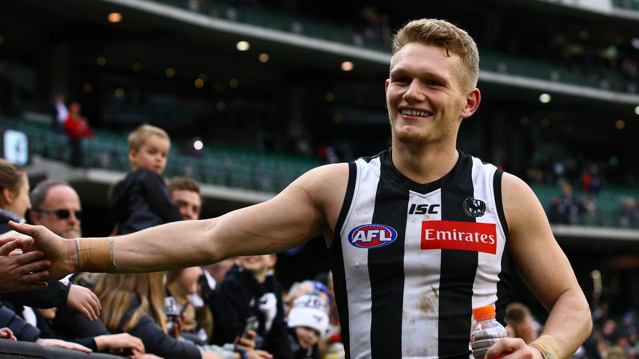 Adam Treloar is frustrated at the Magpies. Photo: Graham Denholm/AFL Photos via Getty Images.