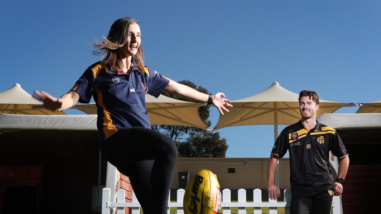 FOOTBALL - Thursday, 16th July, 2020 Shae Partington, sister of Glenelg Magarey Medallist Luke Partiington, was inspired by her brother to start playing footy for SMOSH West lakes. Picture: Sarah Reed