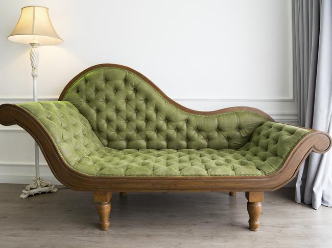 Green sofa, lounge, chaise, antiques, istock.