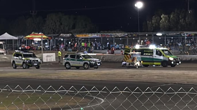 A teenager has been taken to hospital after he crashed his motorbike at Gillman Speedway Stadium on Friday night. Picture: Facebook.