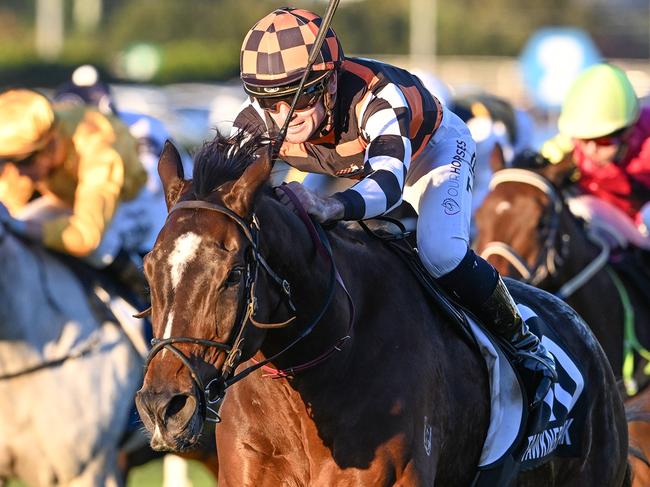 Fawkner Park surges into Caulfield Cup contention with a dominant win in The Q22 for jockey Tyler Schiller and trainer Annabel Neasham. Picture: Grant Peters - Trackside Photography.