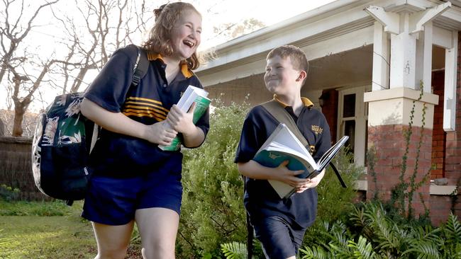 Rebecca and Dexter Portus will start high school together next year despite being a year apart in age. Picture: Dean Martin