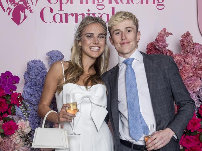 Ben Allen and Delainey Mary at the Spring Carnival Launch at Carousel on October 01, 2024 in Albert Park, Australia. (Photo by Dave Geraghty/Racing Photos)