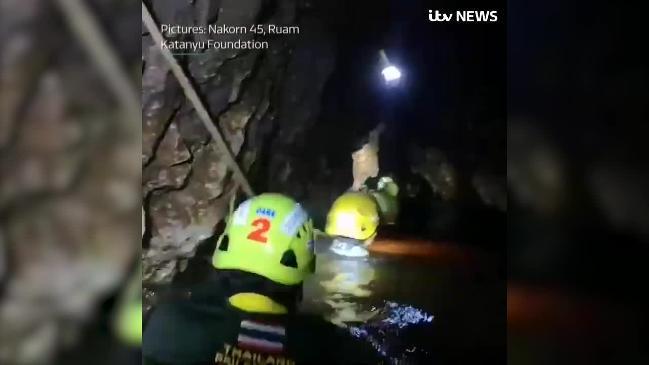 ITV: Footage shows the tough conditions in the Thai cave rescue