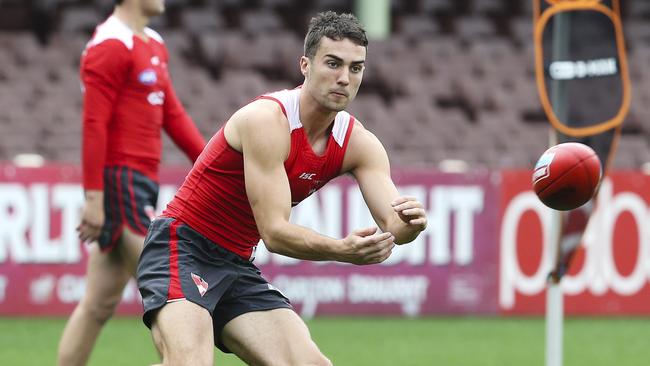 Xavier Richards during Sydney Swans training at the SCG today. Picture: Justin Lloyd