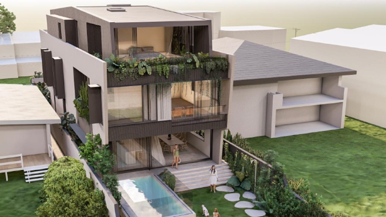 Artist impression of a proposed beachfront mansion on Hedges Ave, Mermaid Beach. Picture: Supplied