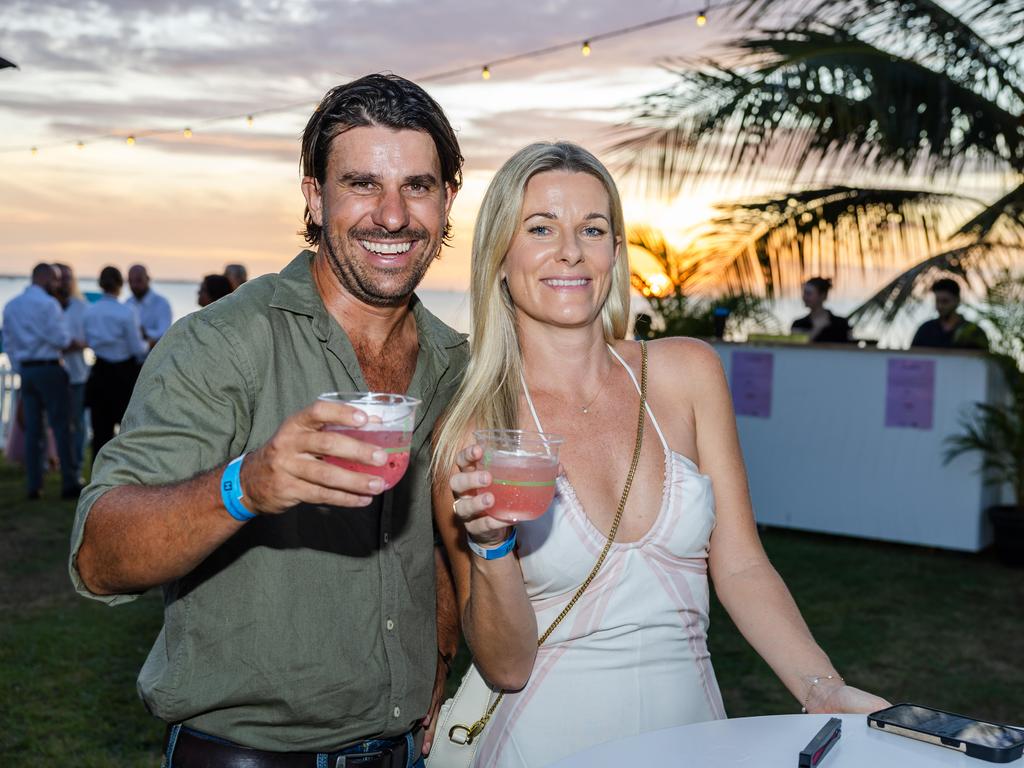 Scott Roughley and Laura Pace at the 2025 Hospitality NT Aristocrat Technologies Awards for Excellence, Darwin Ski Club. Picture: Pema Tamang Pakhrin