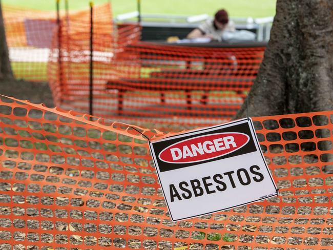 SYDNEY AUSTRALIA - NewsWire 14 February, 2024: Mardi Gras Fair Day has been cancelled four days out from the event after asbestos was discovered in Victoria Park.Multiple areas cordoned off with orange barricade fencing throughout the whole park.Picture: NCA NewsWire / Simon Bullard.