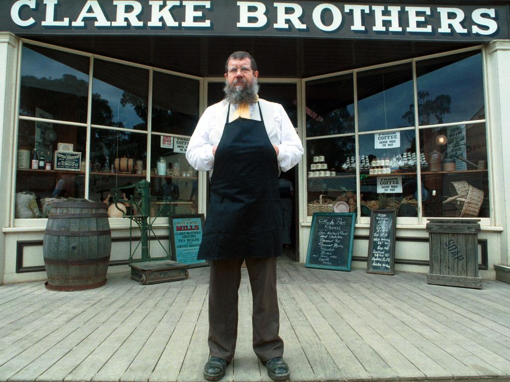MARCH 15, 2000 : Shopkeeper Murray Wright at Clarke Brothers grocery store where the Queen will visit during her upcoming visit to Sovereign Hill, a recreated 1850s gold mining town near Ballarat, 15/03/00. Pic David Crosling.
Victoria / Shopping / Shop / Exterior
Travel