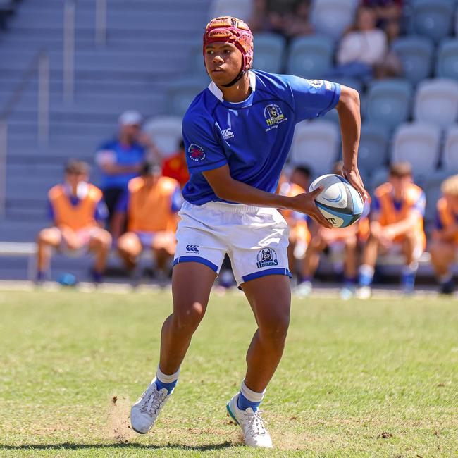 Buildcorp Emerging Reds Cup action from the day one match between Queensland Country Under-14s and Brisbane Junior Rugby Union Under-14s. Picture credit: QRU Media/ Erick Lucero.