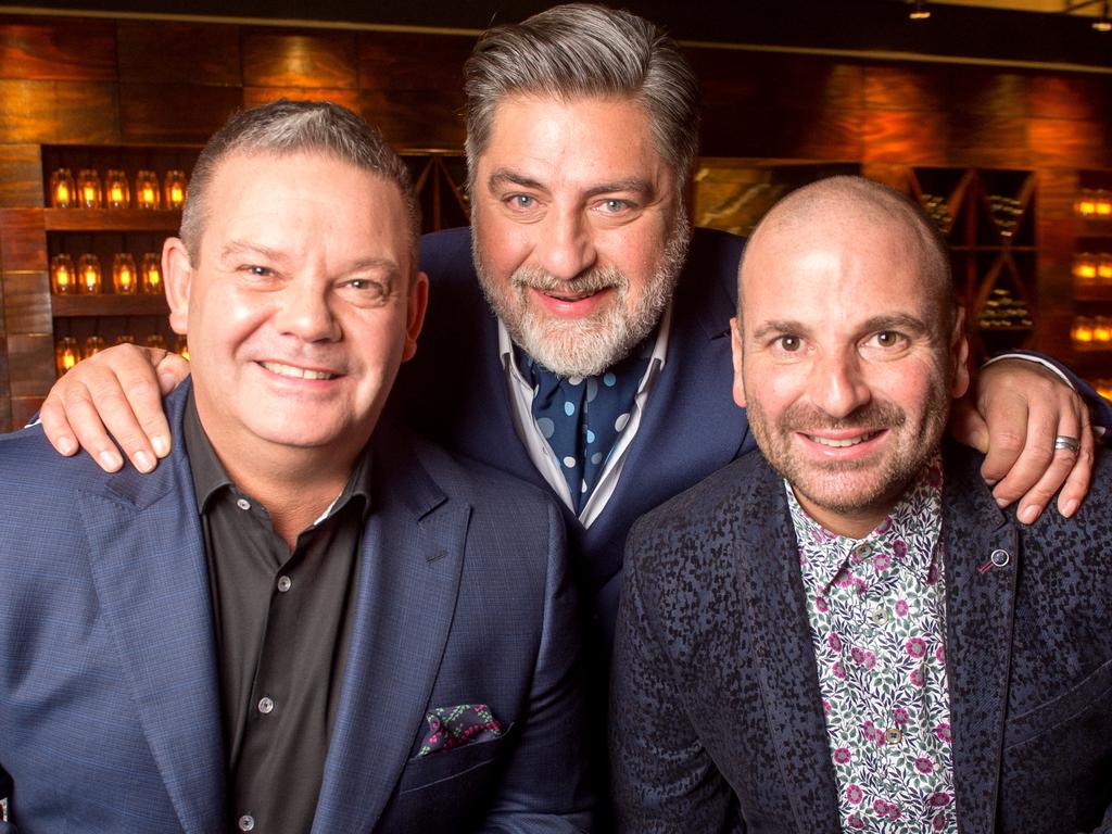 George Calombaris, Matt Preston and Gary Mehigan for the MasterChef series launch.Picture Jay Town