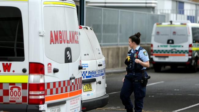 Police outside Westmead Hospital today, where Tongan Sam was recovering.