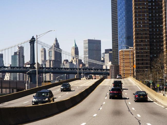 New York’s FDR highway iseen with low traffic due to the coronavirus outbreak. Picture: AFP