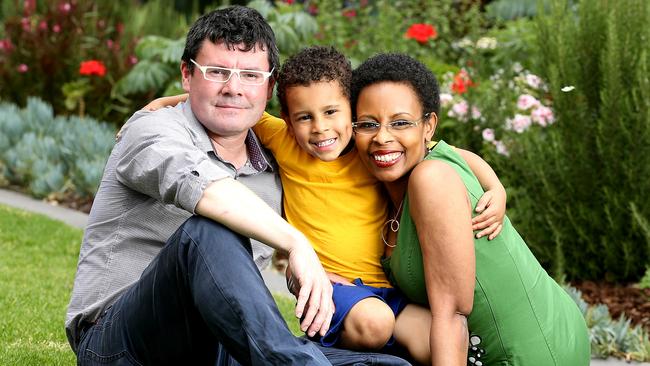 Nicanor Tull with dad Andrew Martel and mum Dedreia Tull. Picture: Tim Carrafa