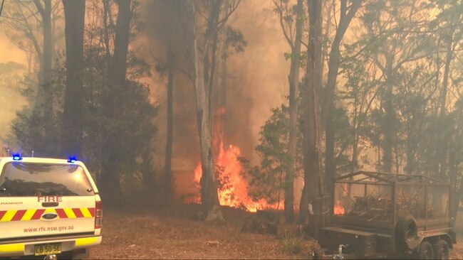 The Gospers Mountain fires on Sunday. Picture: NSW RFS