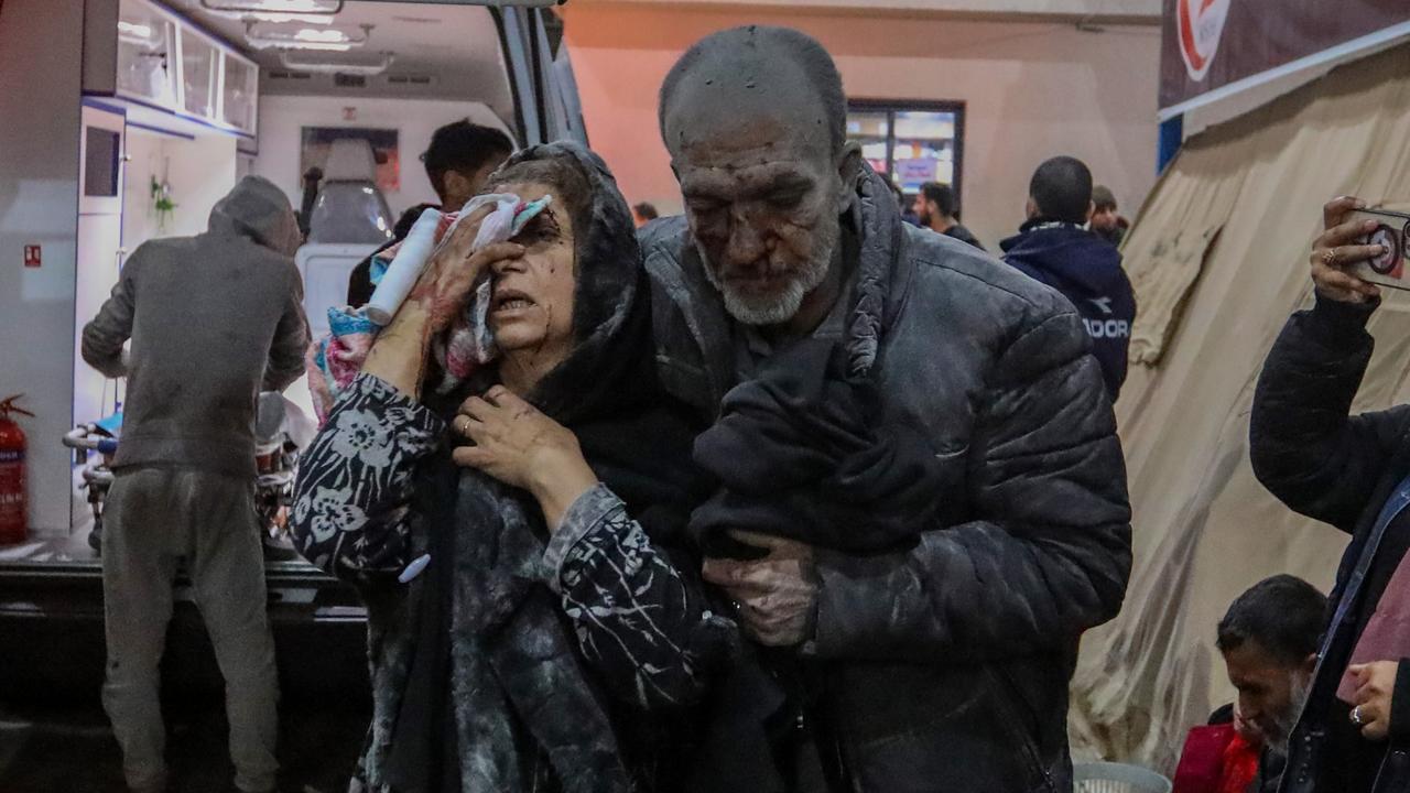 Injured Palestinians arrive at Kuwait Hospital after Israeli air strikes in Rafah, Gaza. Picture: Getty Images