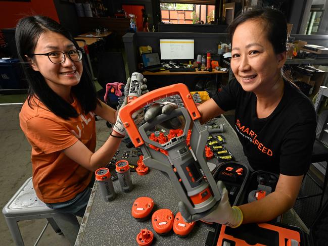 Production co-ordinator Annie Wei (left) and production manager Ellice Tran working on VALD dynamo manufacturing at their facility in Newstead.