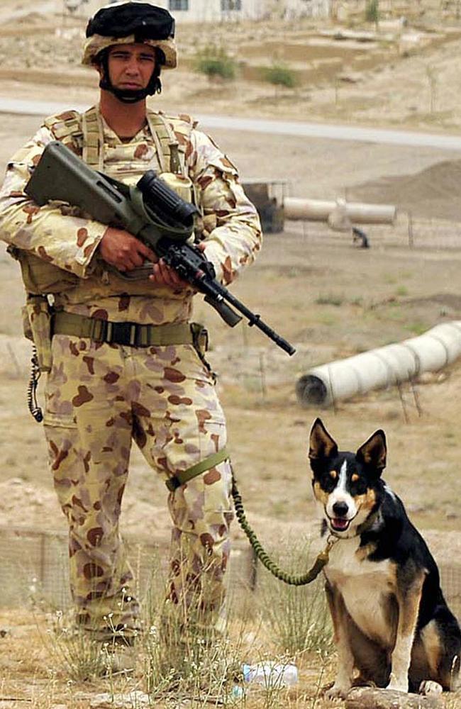 Australian Sapper Darren Smith with Explosive Detection Dog Herbie were killed in action in Afghanistan. National Military Working Dog Day, on 7 June, marks the date of their sacrifice. Picture: Supplied.