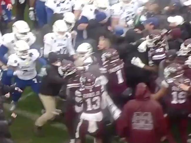 The game between Tulsa and Mississippi State ended in a wild brawl.