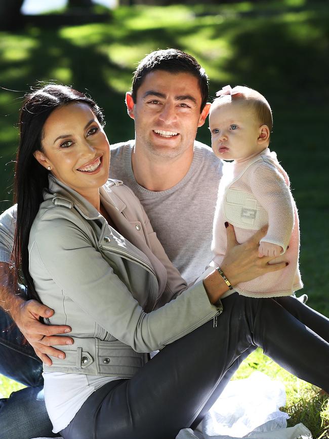 Terry Biviano, her husband, ex-footballer Anthony Minichiello and their daughter Azura. Picture: Phil Hillyard