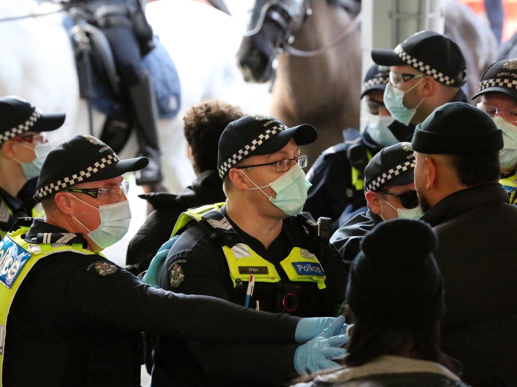 Dozens of arrests made at the Sydney protest. Picture: MATRIX