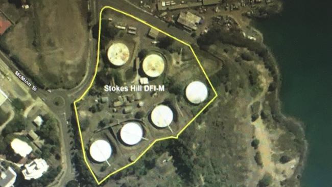 Australian Defence says it is continuing to work with the Territory Government to determine the future of the former Naval Fuel Installation at Stokes Hill. Picture: SUPPLIED