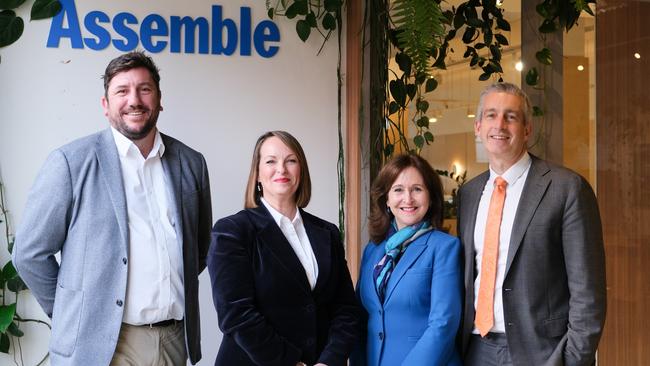 From left: Assemble managing director Kris Daff, Assemble CEO Carolyn Viney, HESTA CEO Debby Blakey and AustralianSuper CEO Paul Schroder.