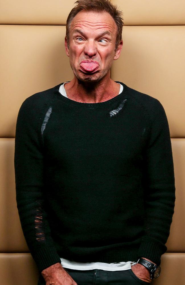 Buff (and goofy) Sting spent his 65th birthday in Melbourne. Picture: Tim Carrafa