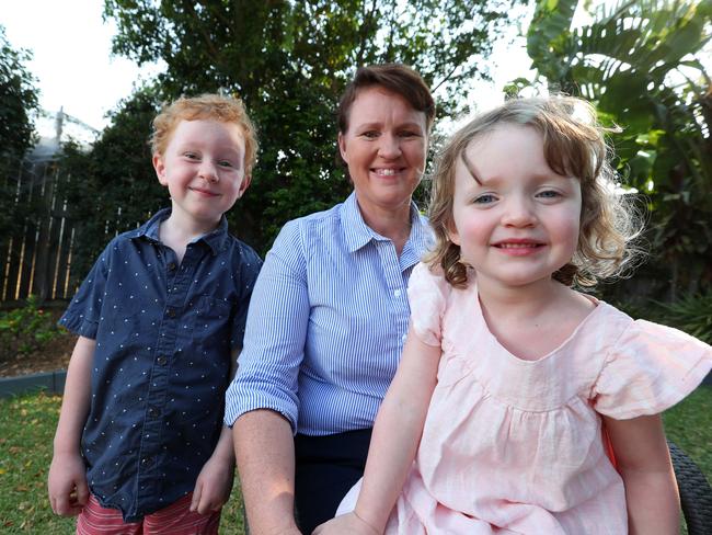 Alissa Gordon with her two children Jonty, 5, and Asher, 3, Newmarket. Photographer: Liam Kidston.