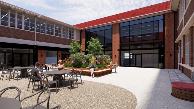 Concept drawings showing a $23m redevelopment of Hobart High School. Picture: Thomson Rossi Architects